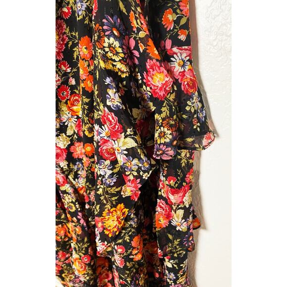 Rachel Roy Women's Issa Chiffon Black Floral Print Tiered Ruffle Maxi Dress 14 - Picture 9 of 13